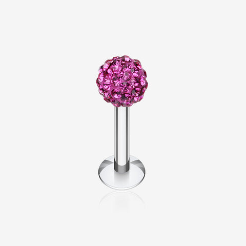 Multi-Gem Sparkle Ball Steel Labret-Fuchsia