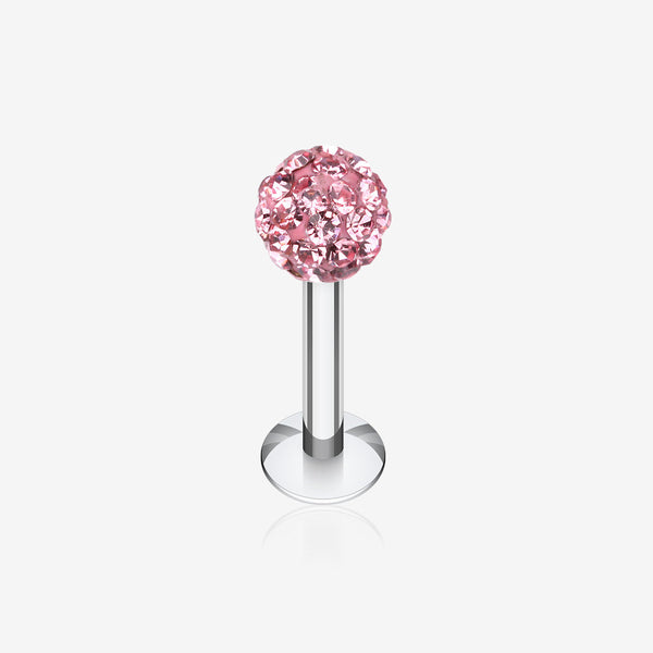 Multi-Gem Sparkle Ball Steel Labret-Light Pink