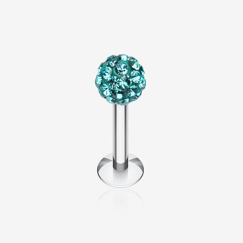 Multi-Gem Sparkle Ball Steel Labret-Teal