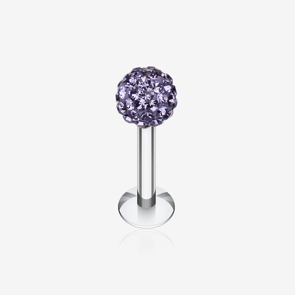 Multi-Gem Sparkle Ball Steel Labret-Tanzanite