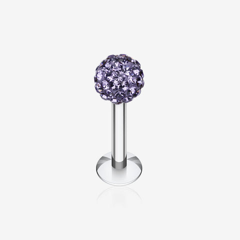 Multi-Gem Sparkle Ball Steel Labret-Tanzanite