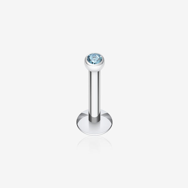 Steel Gem Ball Internally Threaded Labret-Aqua