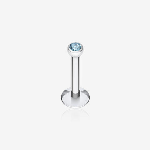 Steel Gem Ball Internally Threaded Labret-Aqua