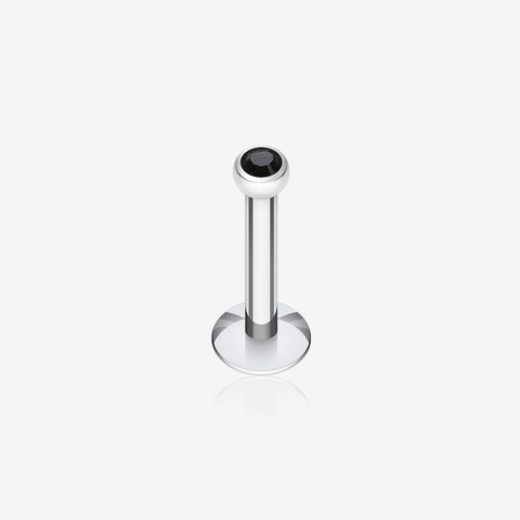 Steel Gem Ball Internally Threaded Labret-Black