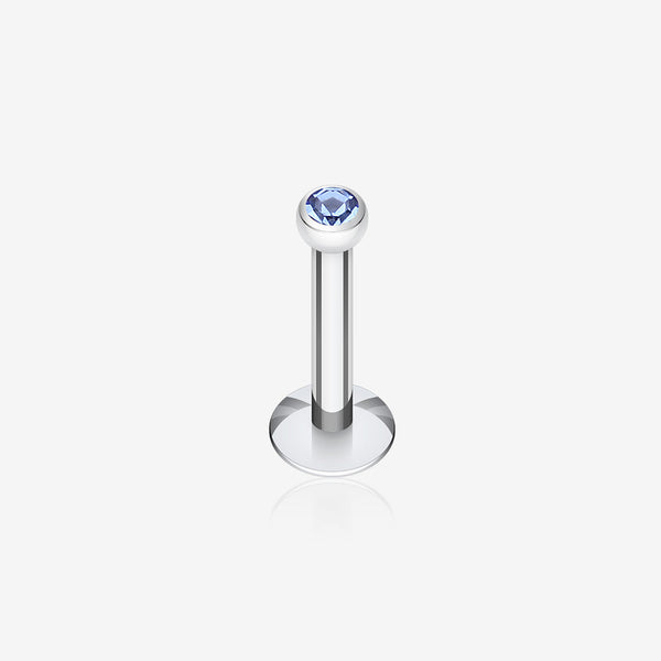 Steel Gem Ball Internally Threaded Labret-Blue