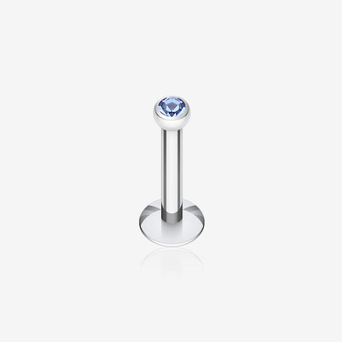 Steel Gem Ball Internally Threaded Labret-Blue