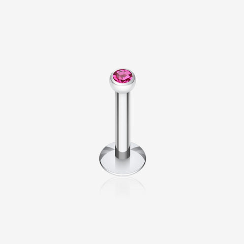 Steel Gem Ball Internally Threaded Labret-Fuchsia