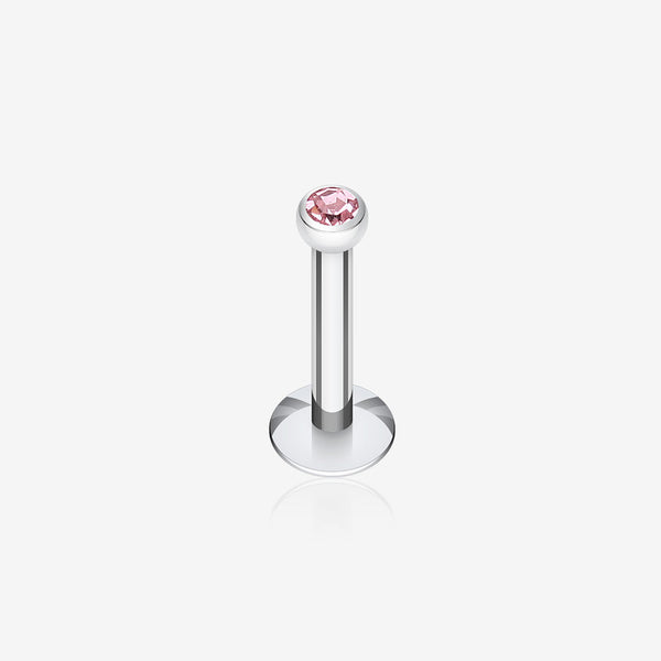 Steel Gem Ball Internally Threaded Labret-Pink