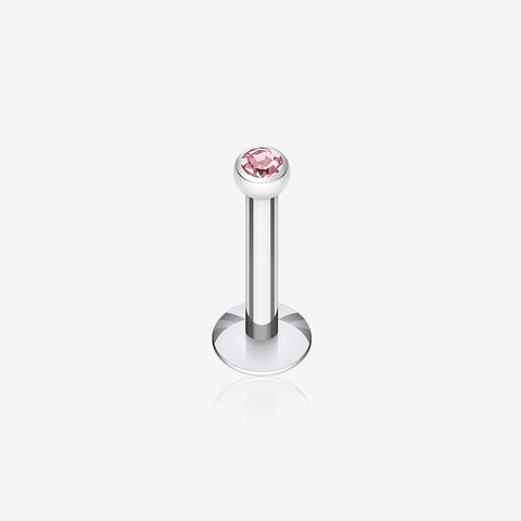 Steel Gem Ball Internally Threaded Labret-Pink