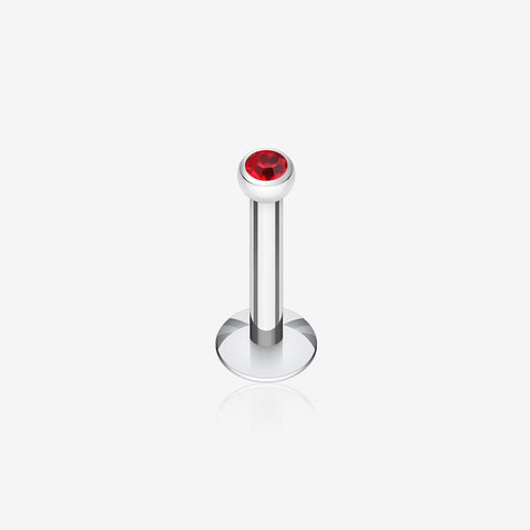 Steel Gem Ball Internally Threaded Labret-Red