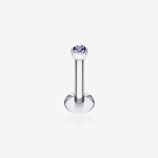 Steel Gem Ball Internally Threaded Labret-Tanzanite