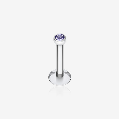 Steel Gem Ball Internally Threaded Labret-Tanzanite