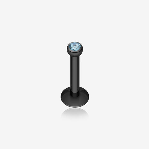 Colorline Gem Ball Internally Threaded Labret-Black/Aqua