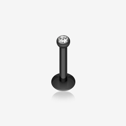 Colorline Gem Ball Internally Threaded Labret-Black/Clear