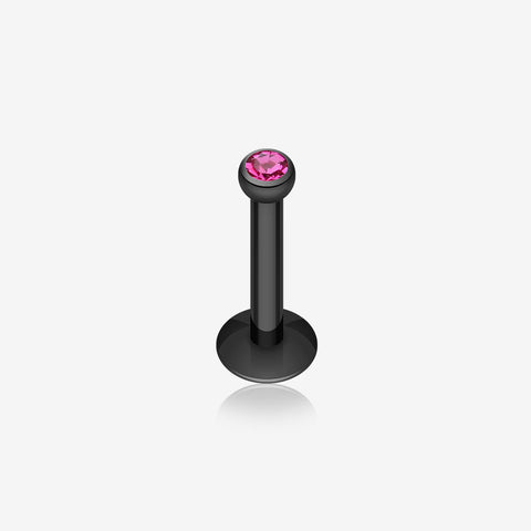 Colorline Gem Ball Internally Threaded Labret-Black/Fuchsia