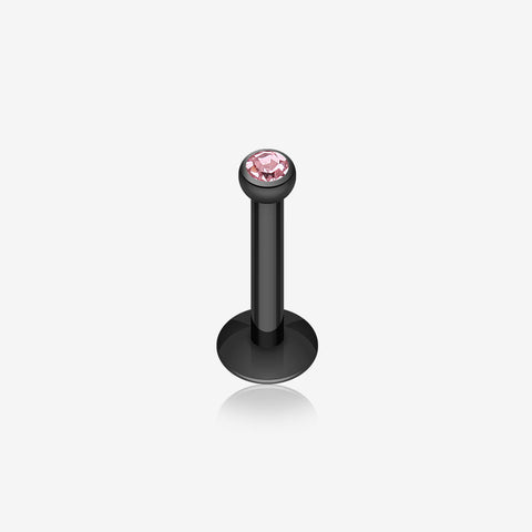 Colorline Gem Ball Internally Threaded Labret-Black/Pink