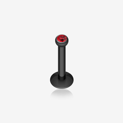 Colorline Gem Ball Internally Threaded Labret-Black/Red