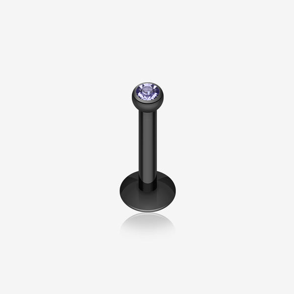 Colorline Gem Ball Internally Threaded Labret-Black/Tanzanite