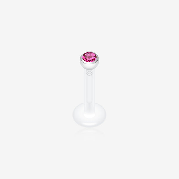 Bio-Flex Gem Ball Push-Fit Labret-Fuchsia