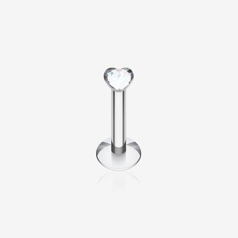 Heart Gem Top Internally Threaded Labret-Clear Gem