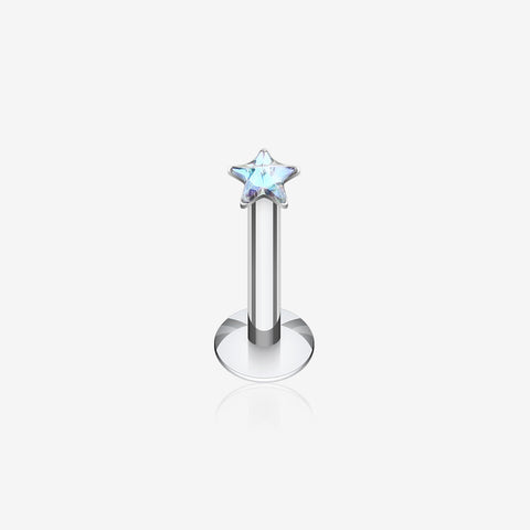 Star Gem Top Internally Threaded Labret-Aurora Borealis