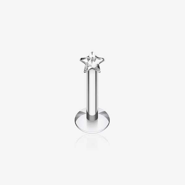 Star Gem Top Internally Threaded Labret-Clear Gem