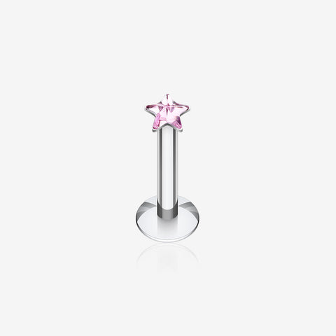 Star Gem Top Internally Threaded Labret-Pink