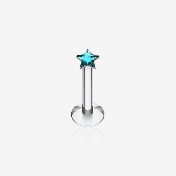 Star Gem Top Internally Threaded Labret-Teal