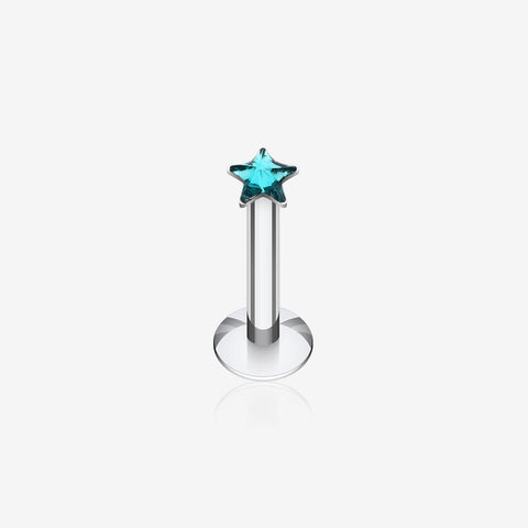 Star Gem Top Internally Threaded Labret-Teal