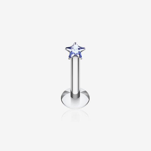 Star Gem Top Internally Threaded Labret-Tanzanite