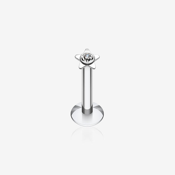 Sparkle Star Top Internally Threaded Labret-Clear Gem