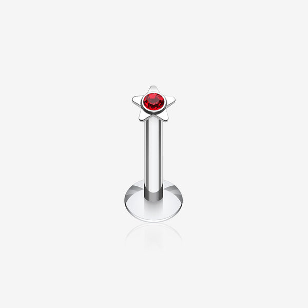 Sparkle Star Top Internally Threaded Labret-Red