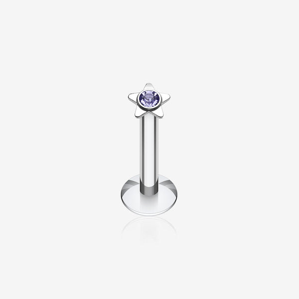 Sparkle Star Top Internally Threaded Labret-Tanzanite