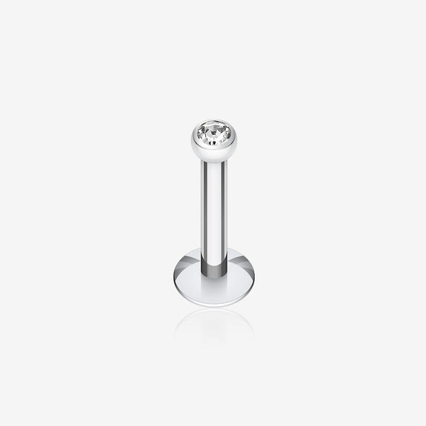 Steel Gem Ball Push-Fit Labret-Clear Gem