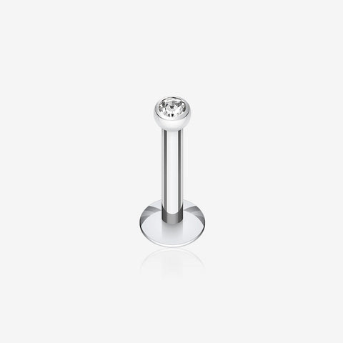 Steel Gem Ball Push-Fit Labret-Clear Gem