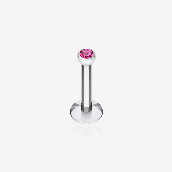 Steel Gem Ball Push-Fit Labret-Fuchsia