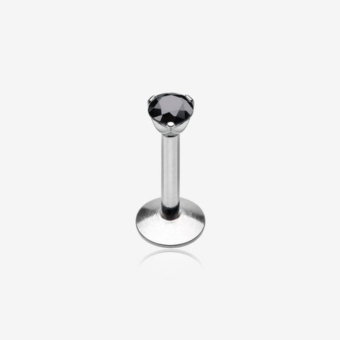 Gem Top Prong Set Steel Labret-Black