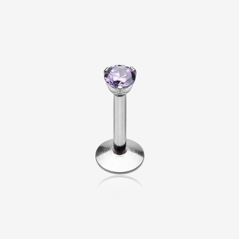 Gem Top Prong Set Steel Labret-Tanzanite