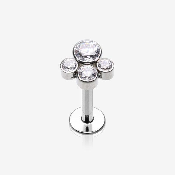 Bali Bauble Sparkle Top Internally Threaded Steel Labret-Clear Gem