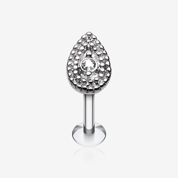 Aria Sparkle Teardrop Steel Labret-Clear Gem