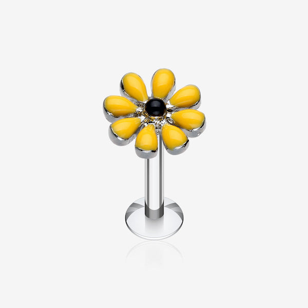 Spring Blossom Flower Top Steel Labret-Yellow/Black