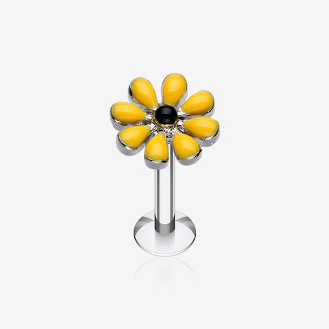 Spring Blossom Flower Top Steel Labret-Yellow/Black