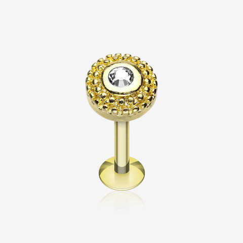 Golden Eris Sparkle Steel Labret-Clear Gem