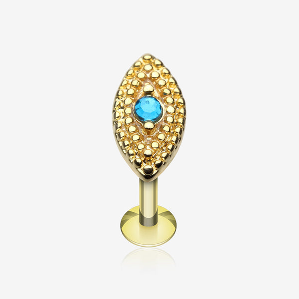 Golden Marquise Sparkle Steel Labret-Teal