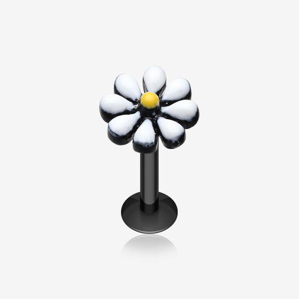 Colorline Spring Blossom Flower Top Steel Labret-Black/White/Yellow