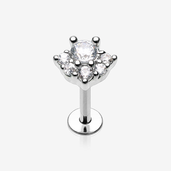 Elegant Radiant Sparkle Top Steel Labret-Clear Gem