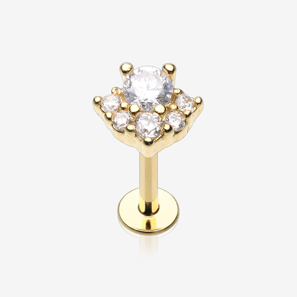 Golden Elegant Radiant Sparkle Top Steel Labret-Clear Gem