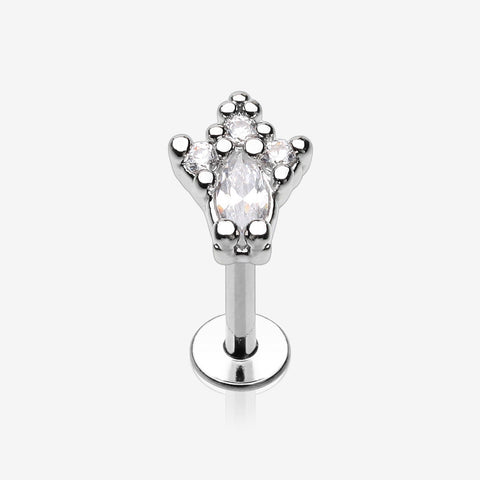 Victorian Sparkle Top Steel Labret-Clear Gem