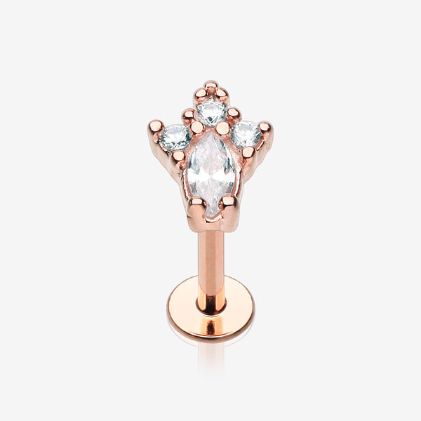 Rose Gold Victorian Sparkle Top Steel Labret-Clear Gem