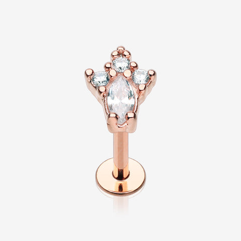 Rose Gold Victorian Sparkle Top Steel Labret-Clear Gem